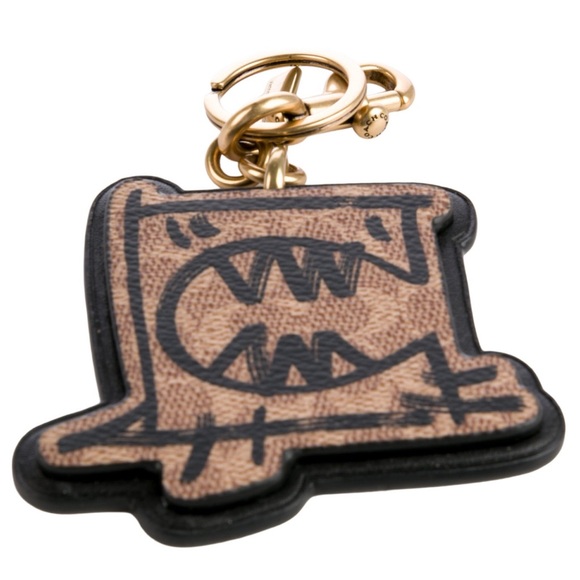 Coach x Guang Yu REXY Brown & Black w/ Brass Bag Charm Keychain - Picture 1 of 8